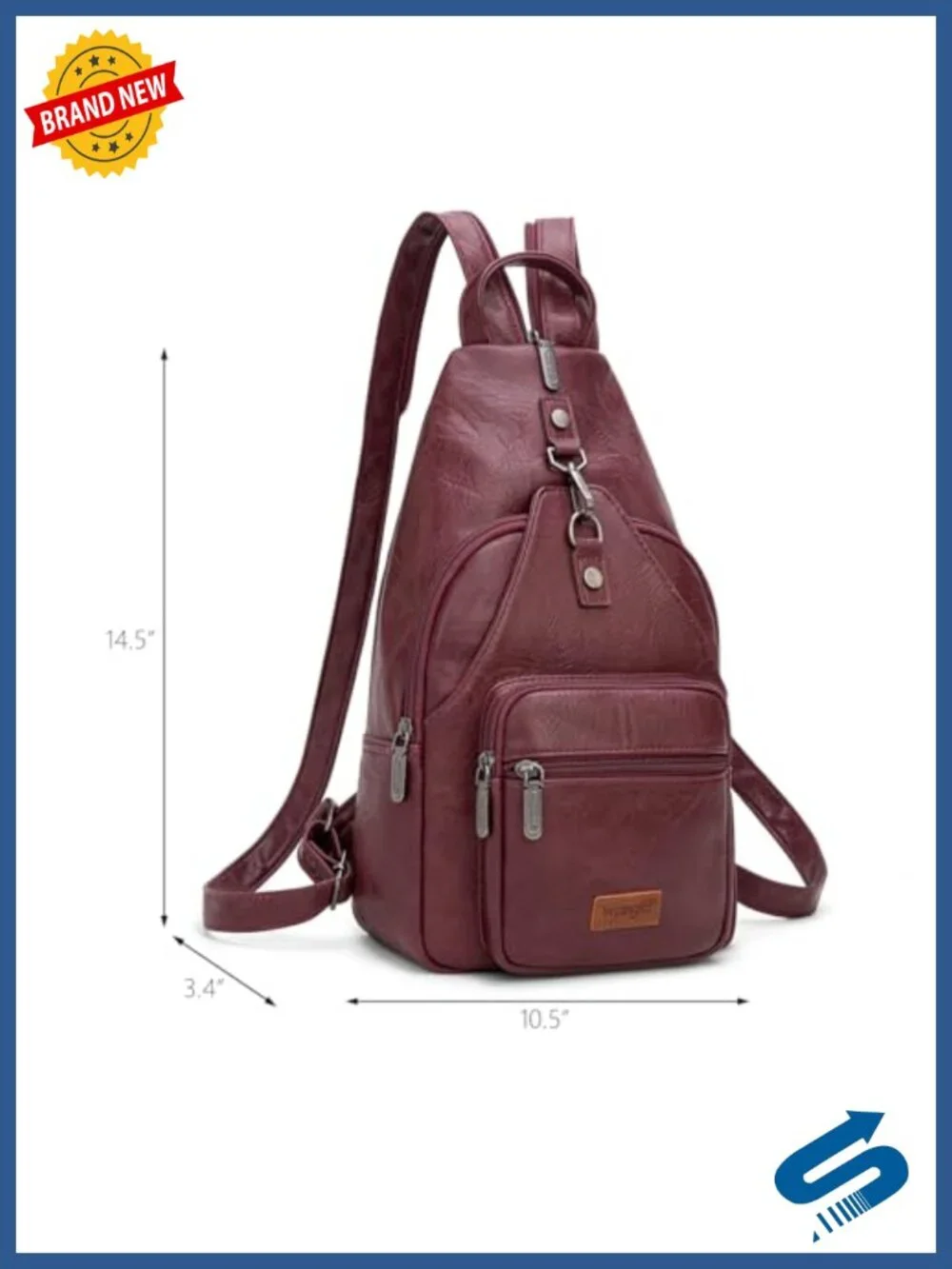 Convertible Faux Leather Sling Backpack Crossbody for Hiking Travel with
